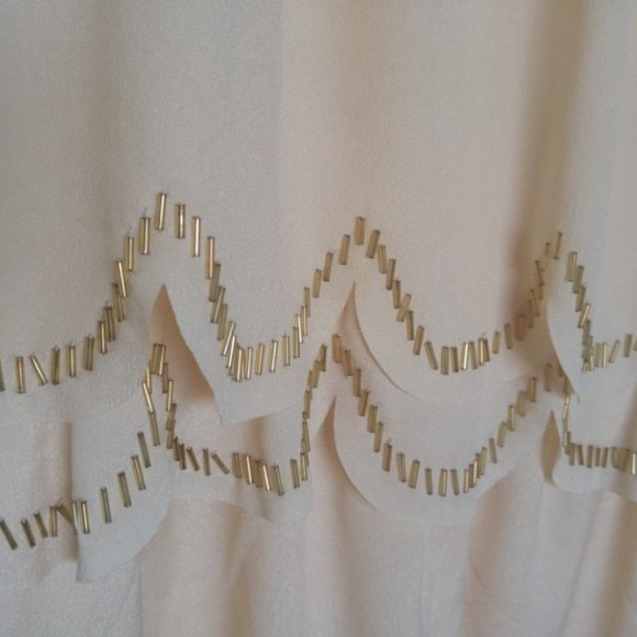 ⚡SALE⚡Ivory Shift Dress w/ Gold Beading - Picture 8 of 12